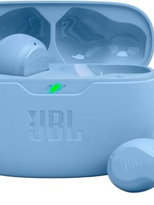 JBL Vibe Beam - True Wireless JBL Deep Bass Sound Earbuds, Bluetooth 5.2, Water & Dust Resistant, Hands-free call with VoiceAware, Up to 32 hours of battery life (Blue)